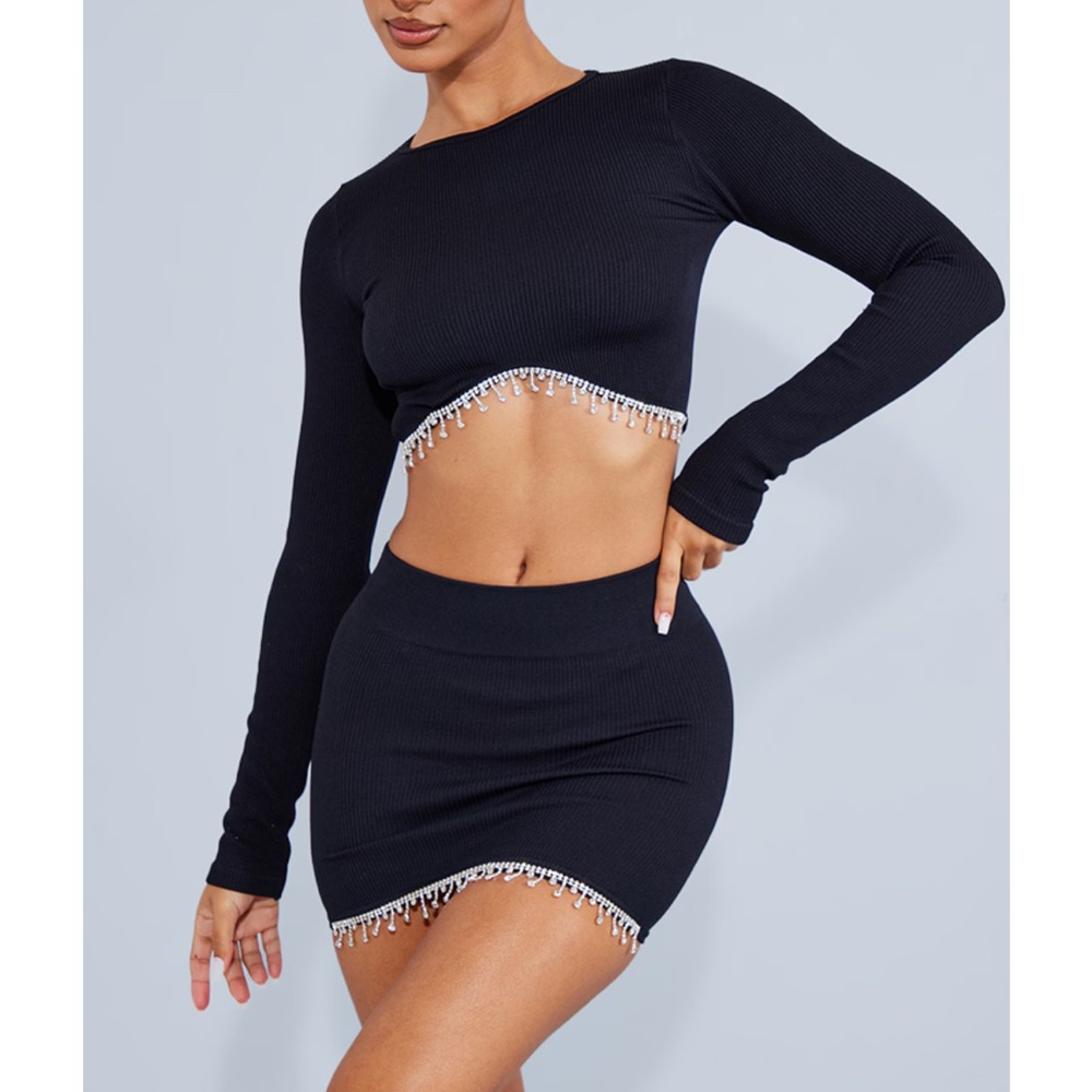 PrettyLittleThing Gem Matching Skirt and Shirt Set